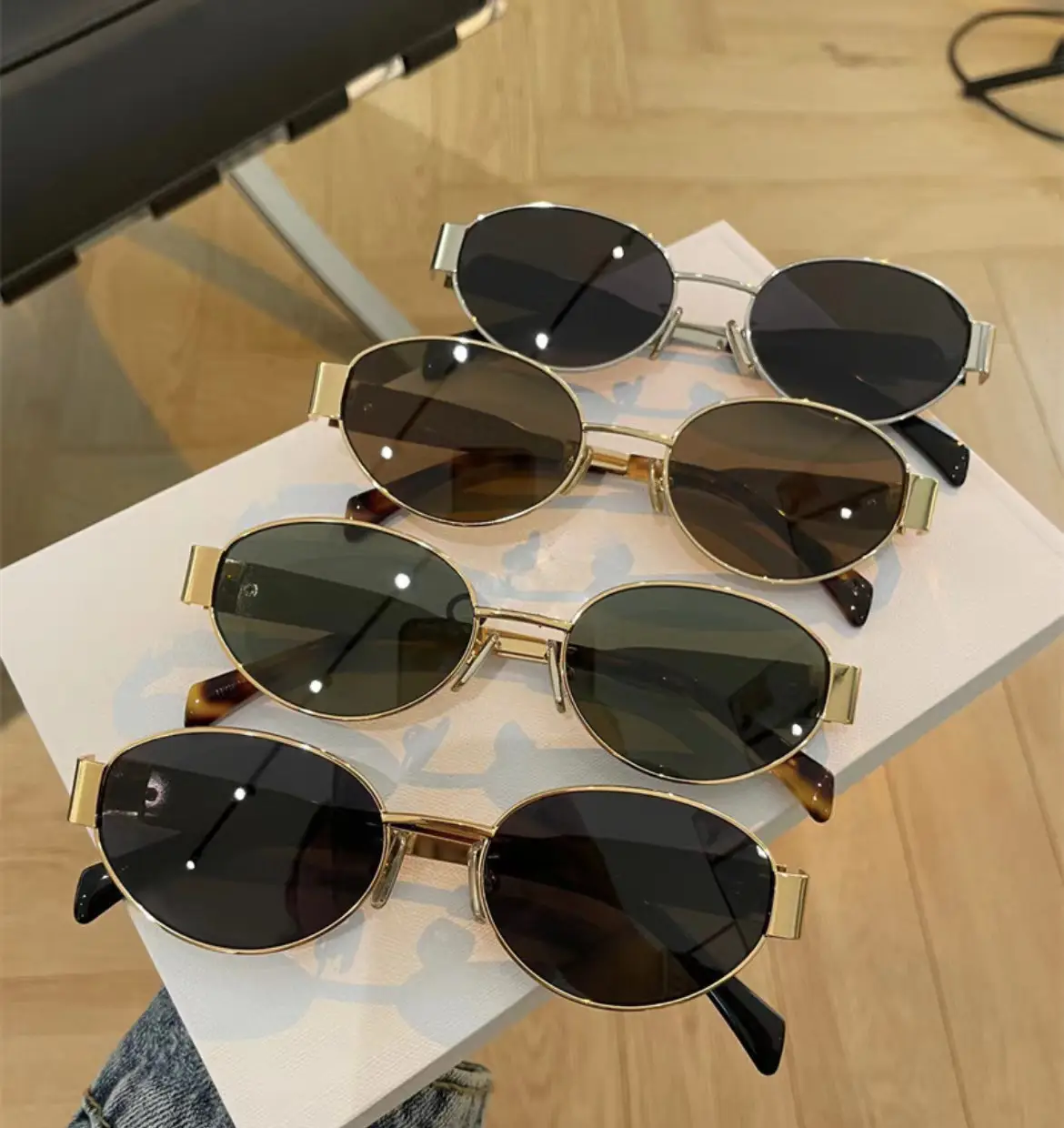Oval Sunglasses with Gold Tinted Lens β feature 1