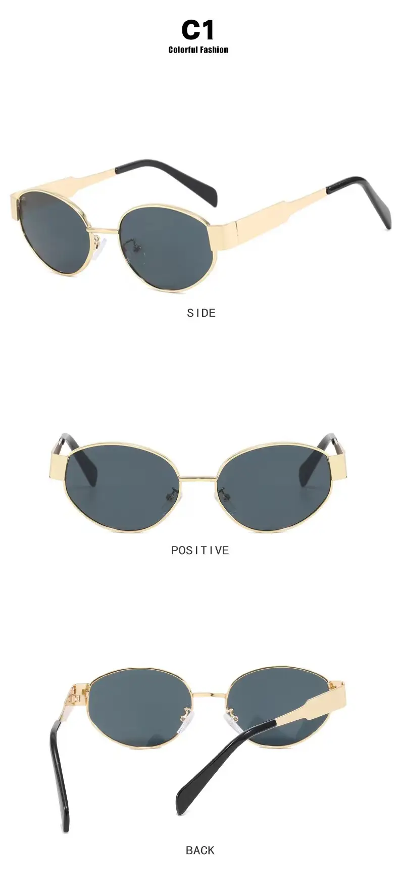 Oval Sunglasses with Gold Tinted Lens β feature 2