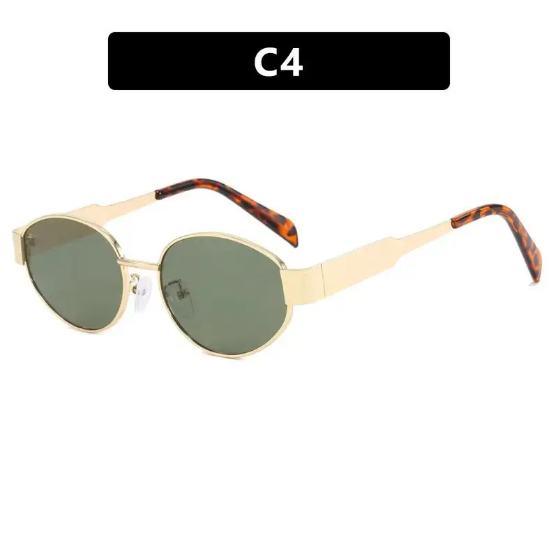 Oval Sunglasses with Gold Tinted Lens - Image 2