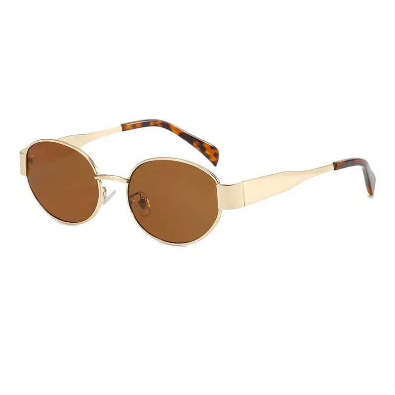 Oval Sunglasses with Gold Tinted Lens - Image 4