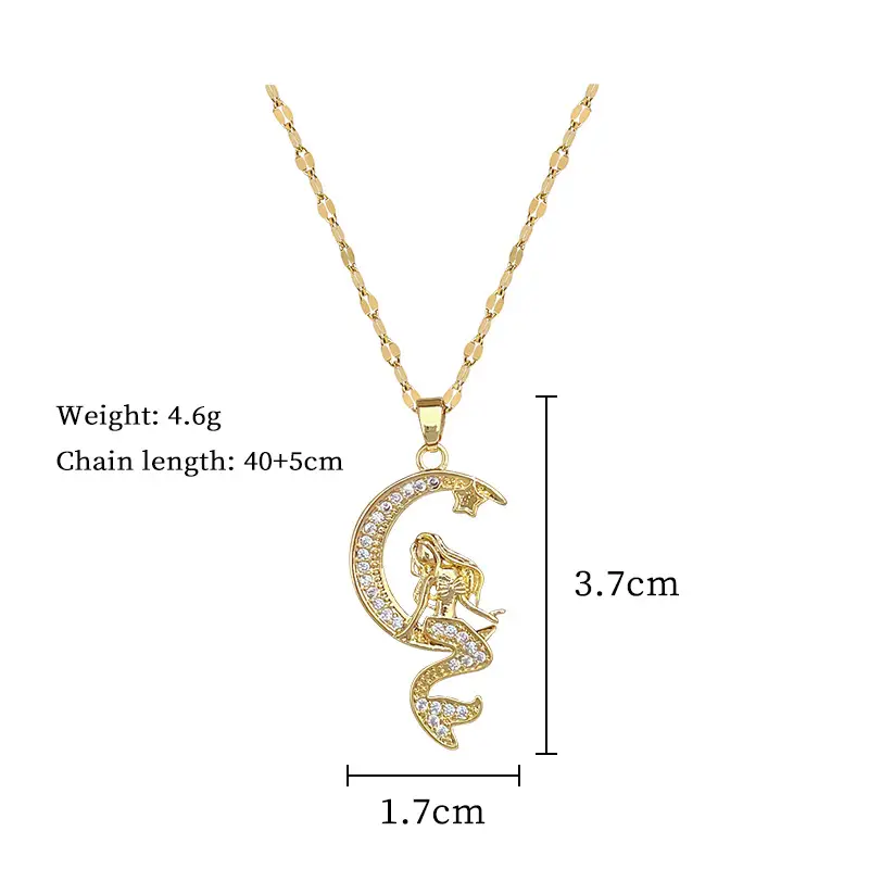 Titanium Moon Mermaid Necklace for Women — feature 4