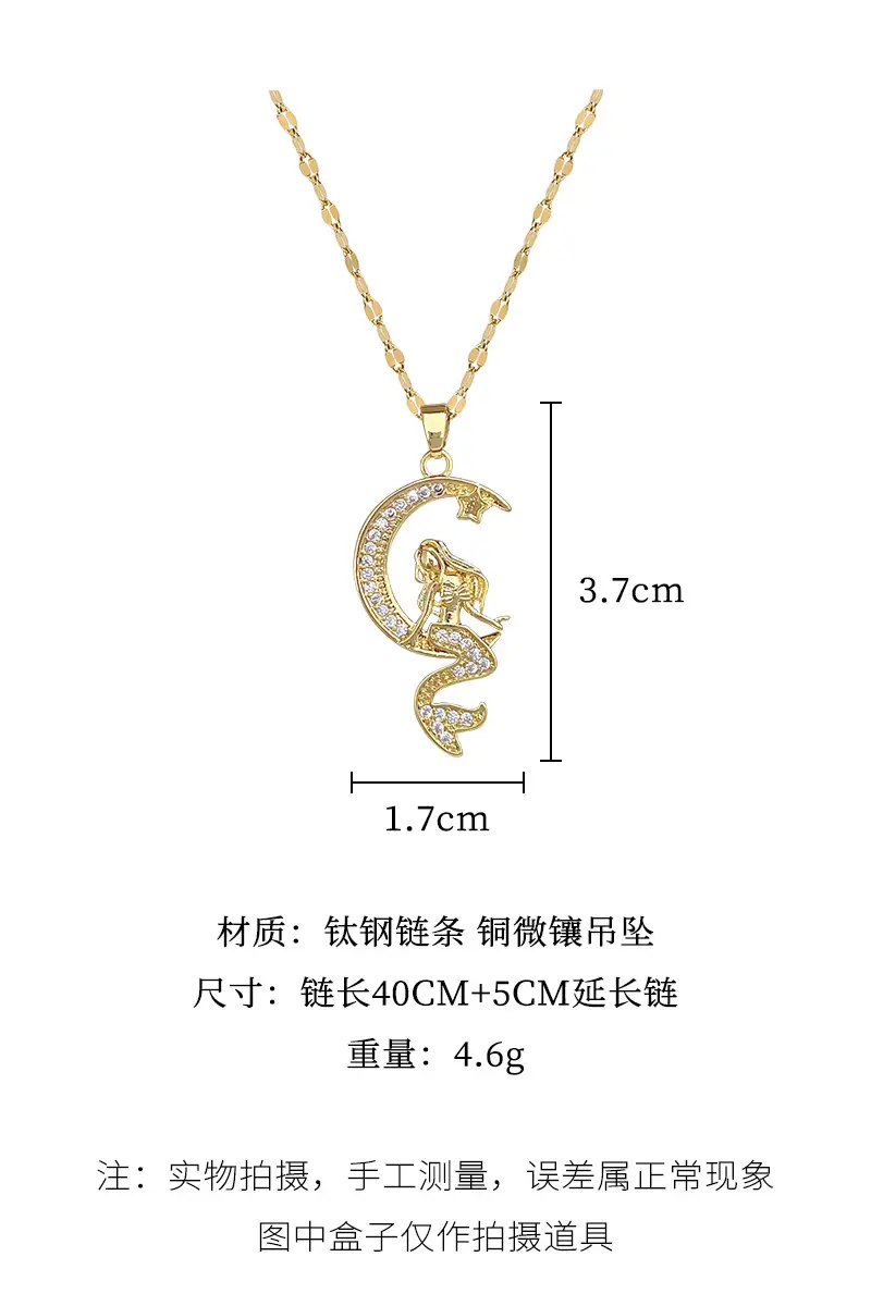 Titanium Moon Mermaid Necklace for Women — feature 5