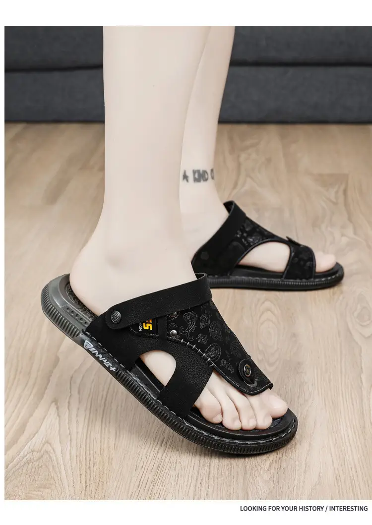 Flip-flops Men's Summer Outer Wear Non-slip Dual-use Vietnamese Beach Slippers Driving Men's Flip-flops Large Size 47 — feature 14