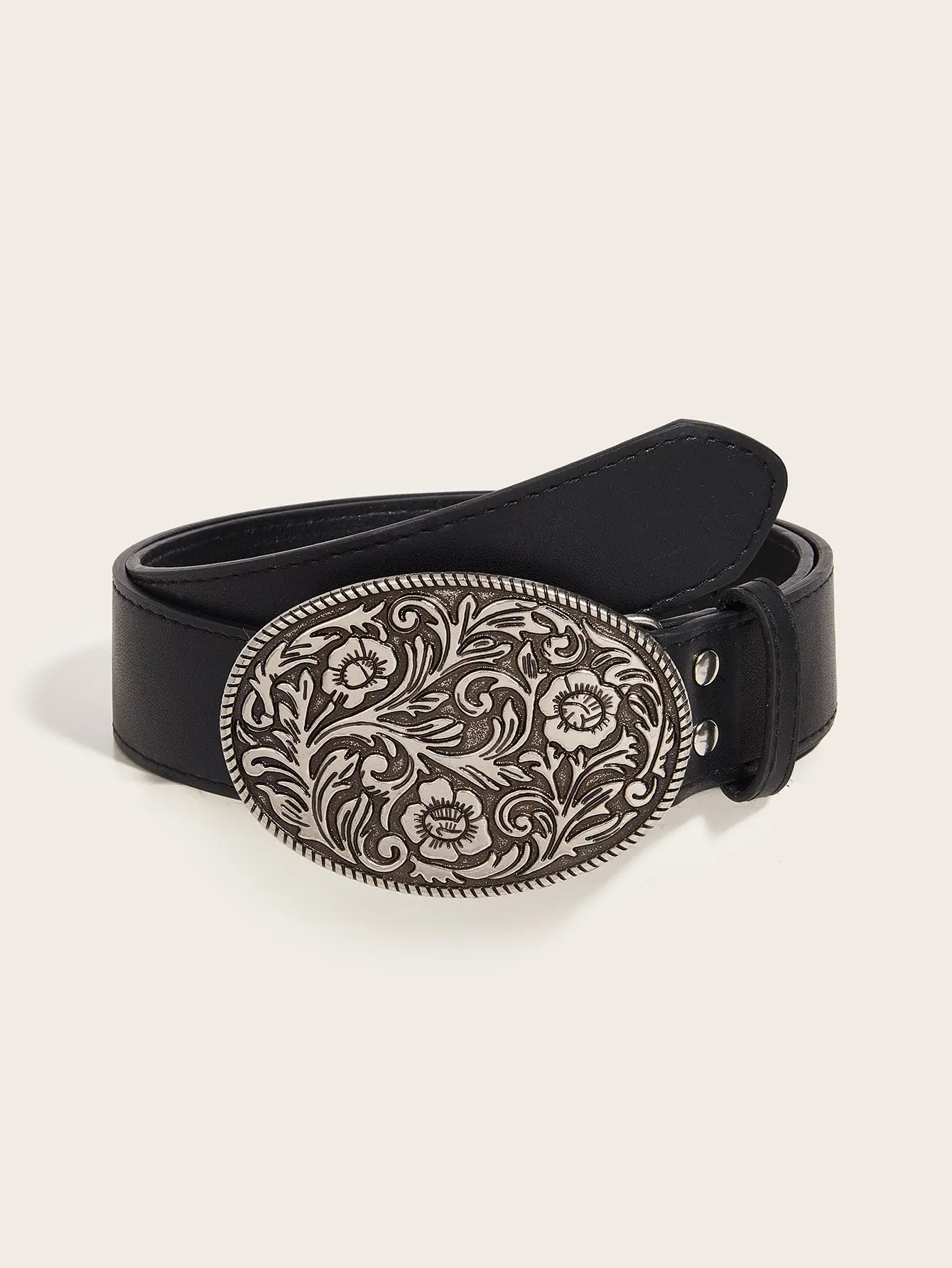 American Style Black Embroidered Belt for Women — feature 10