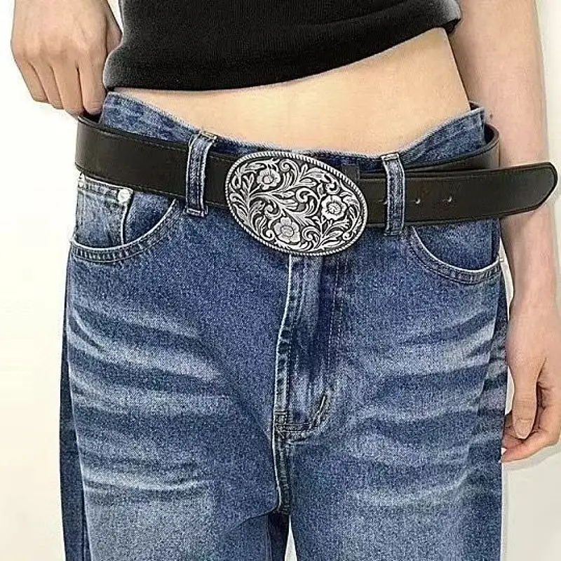 American Style Black Embroidered Belt for Women — feature 2
