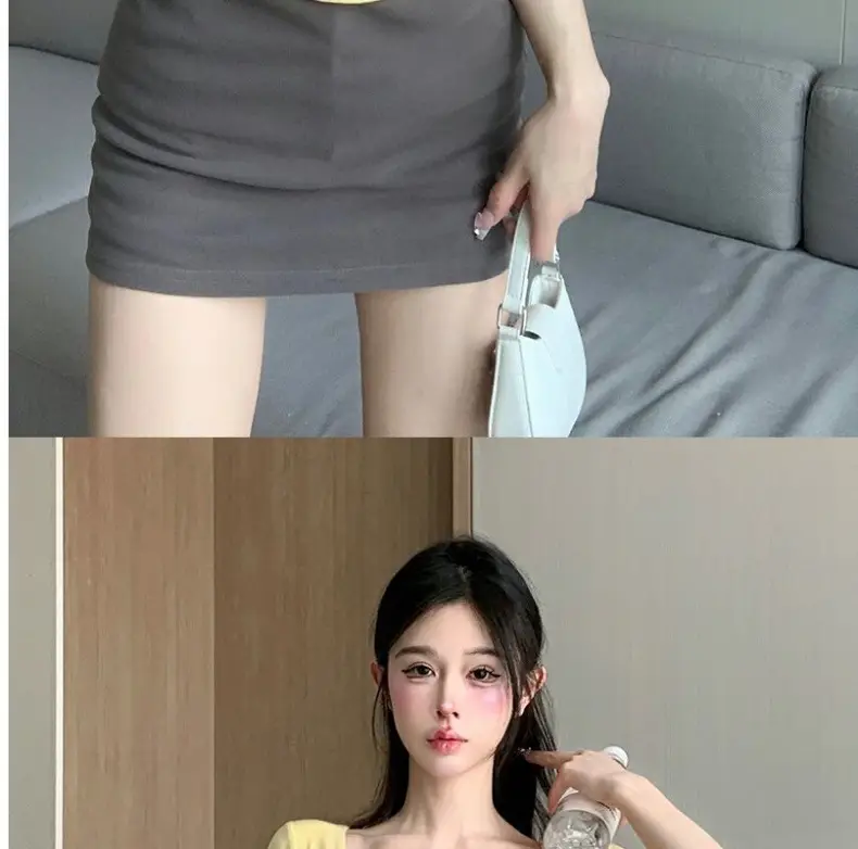 Pure Desire Style Square Tie Chest Pad Short-sleeved T-shirt Women's Summer Hot Girl Sexy Tight Slim-fit Short Top Base Shirt — feature 8