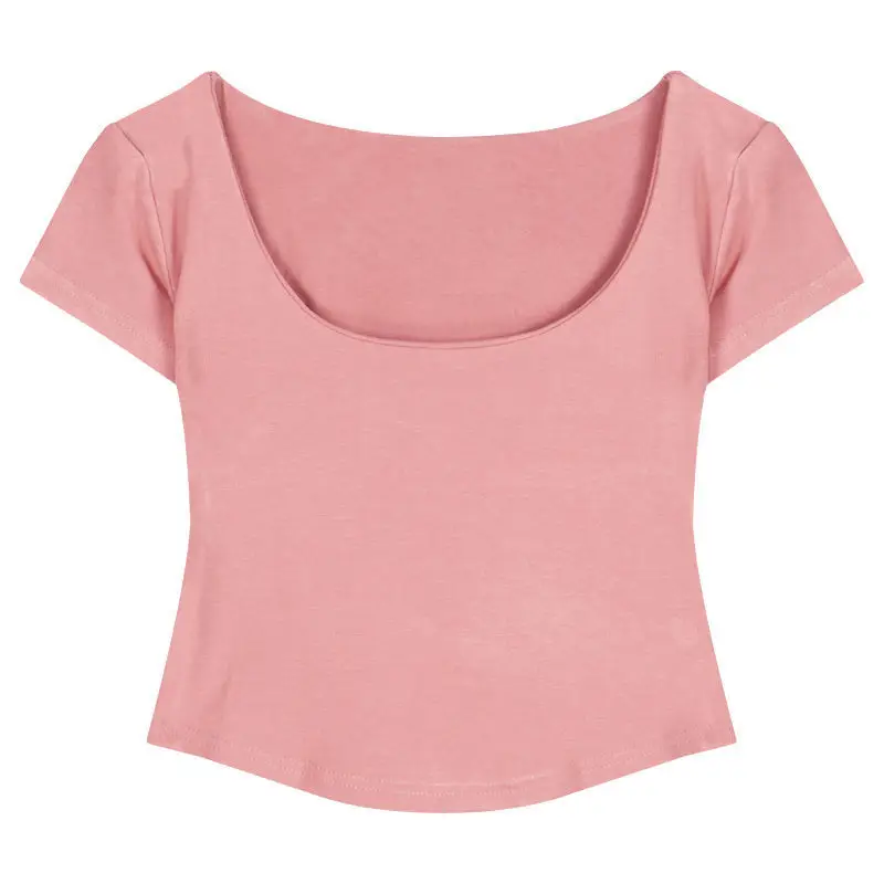Pure Desire Style Square Tie Chest Pad Short-sleeved T-shirt Women's Summer Hot Girl Sexy Tight Slim-fit Short Top Base Shirt - Image 2