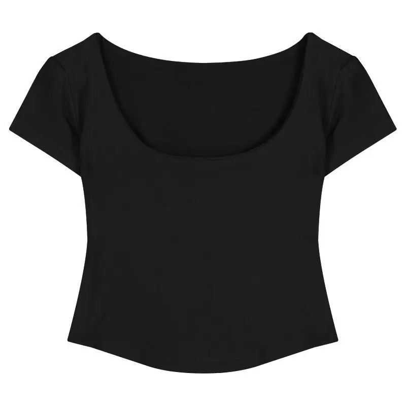 Pure Desire Style Square Tie Chest Pad Short-sleeved T-shirt Women's Summer Hot Girl Sexy Tight Slim-fit Short Top Base Shirt - Image 3