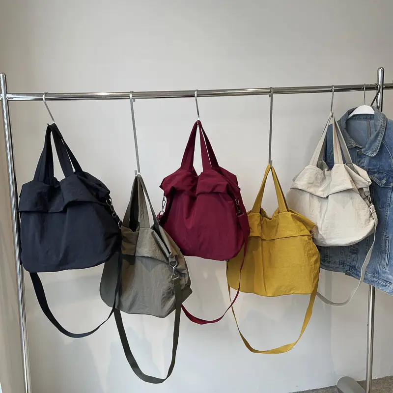 Women's Korean Style Nylon Bucket Bag Beige