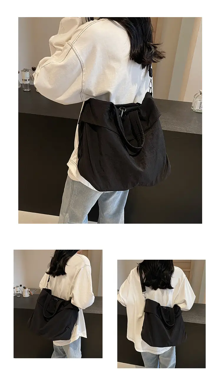 Women's Korean Style Nylon Bucket Bag Beige — feature 11