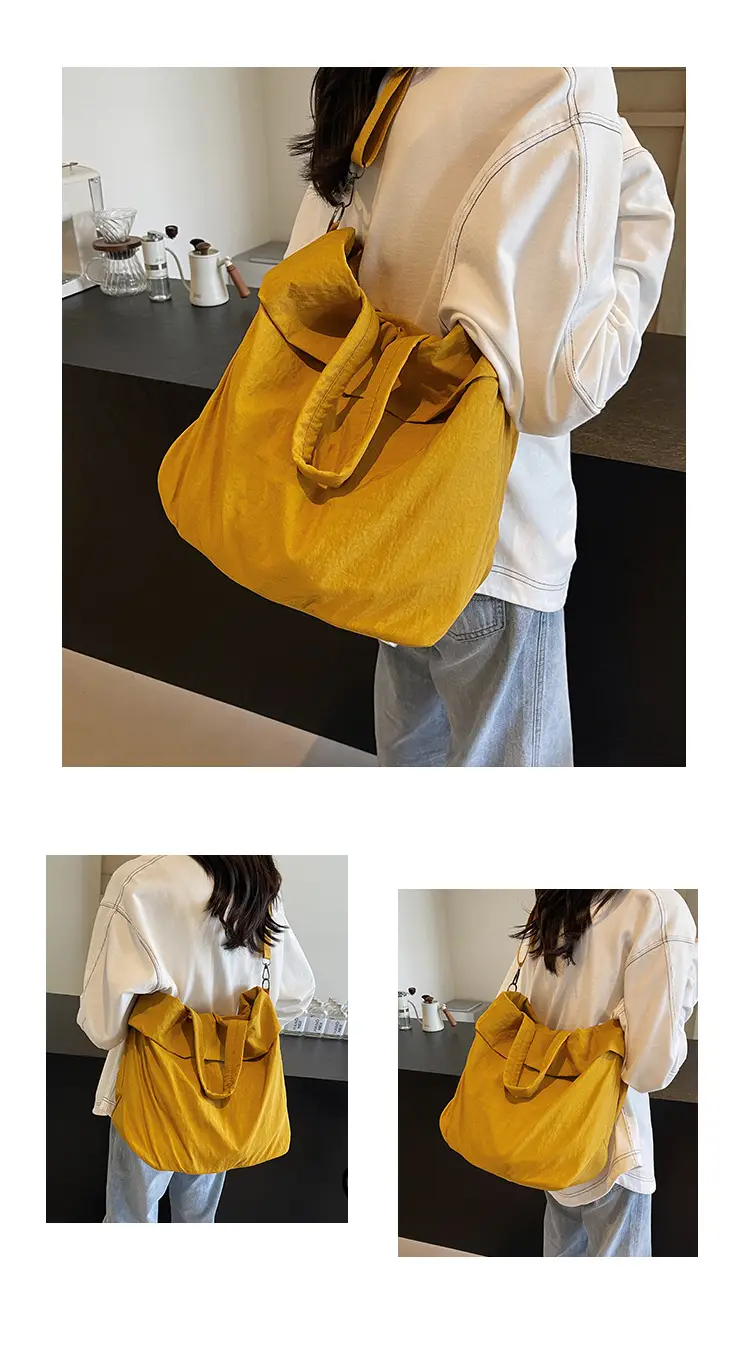 Women's Korean Style Nylon Bucket Bag Beige — feature 12