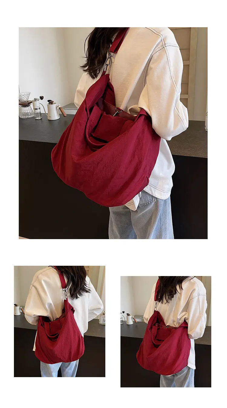 Women's Korean Style Nylon Bucket Bag Beige — feature 13
