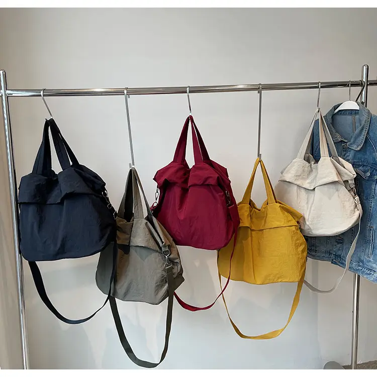 Women's Korean Style Nylon Bucket Bag Beige — feature 14