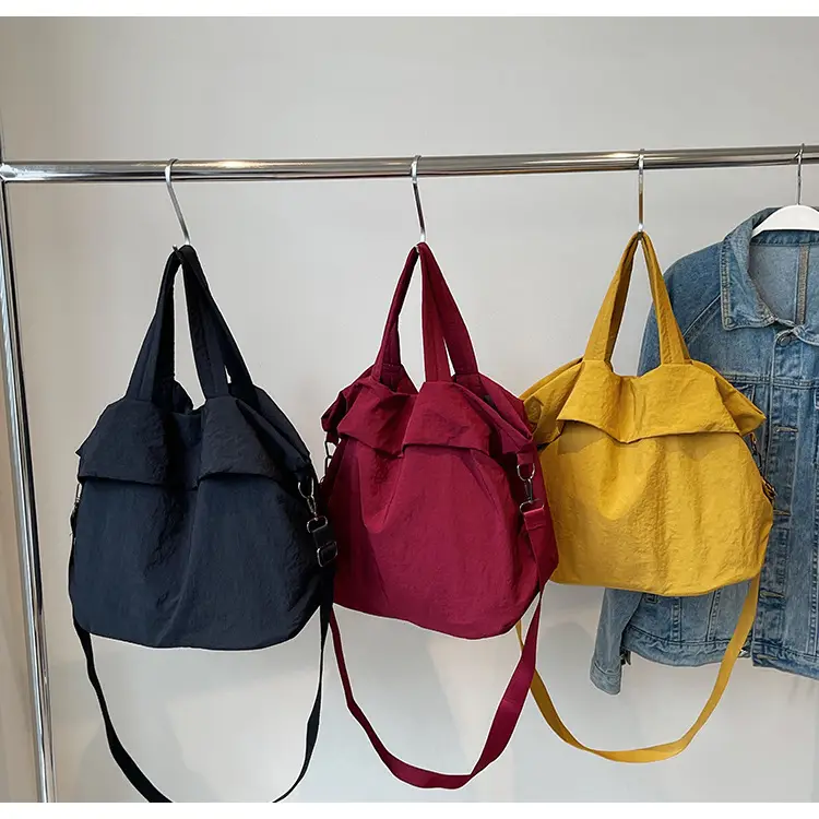 Women's Korean Style Nylon Bucket Bag Beige — feature 19