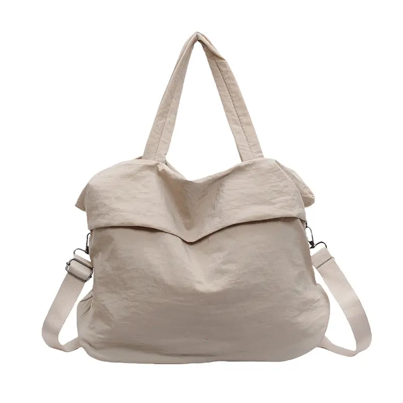 Women's Korean Style Nylon Bucket Bag Beige