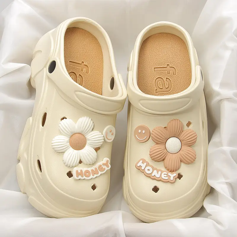 Summer Smiley Face DIY Clogs for Women Outdoor High-Heeled Thick-Soled Small Size Height-Increasing Eva Sandals Foreign Trade Cross - Image 6
