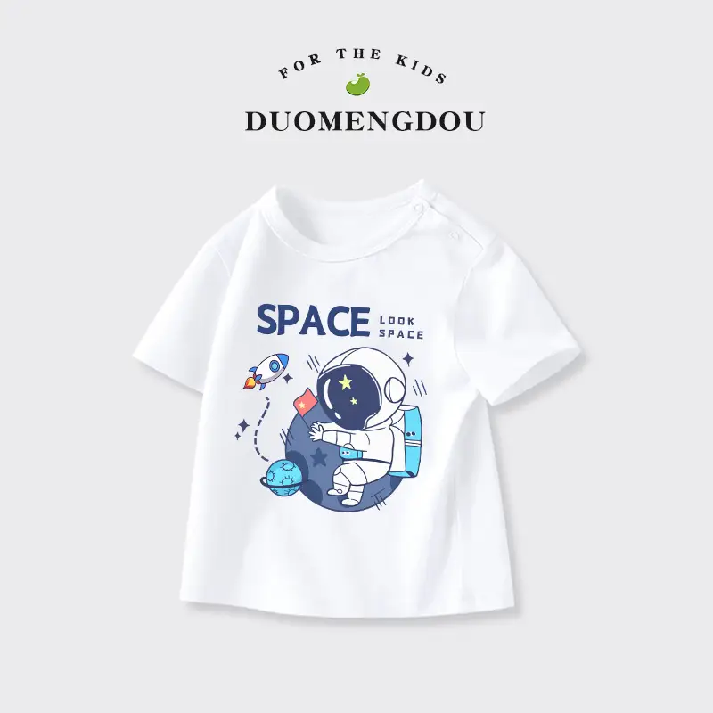 Boys Pure Cotton Astronaut T-Shirt Light Blue