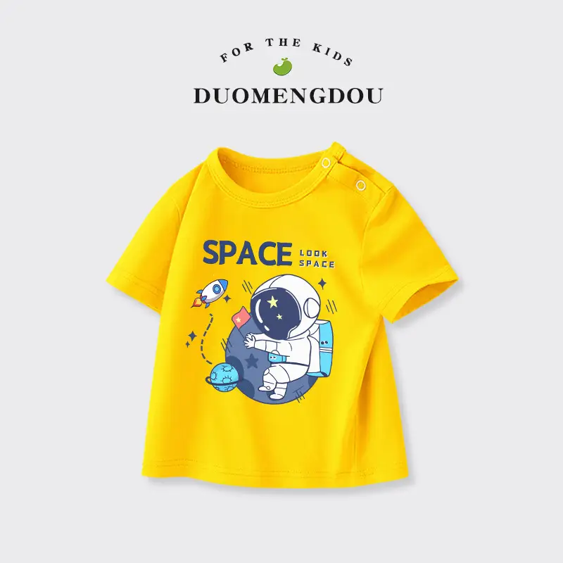 Boys Pure Cotton Astronaut T-Shirt Light Blue