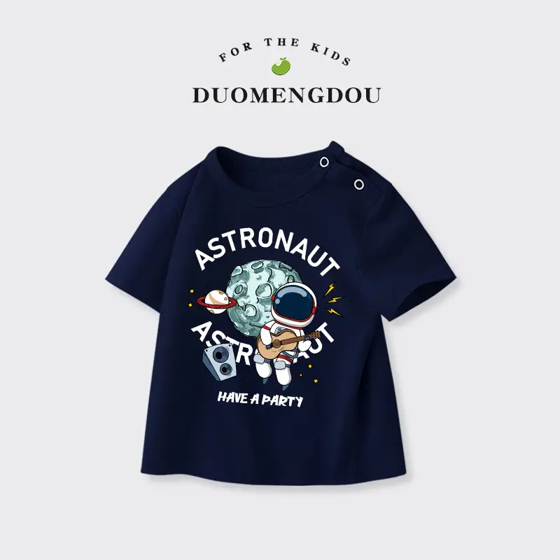 Boys Pure Cotton Astronaut T-Shirt Light Blue