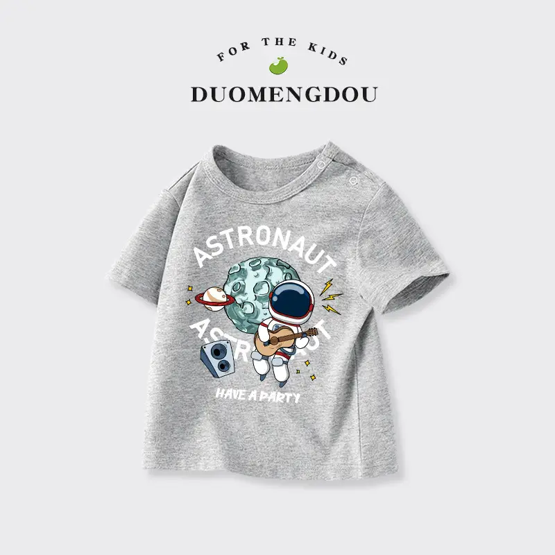 Boys Pure Cotton Astronaut T-Shirt Light Blue