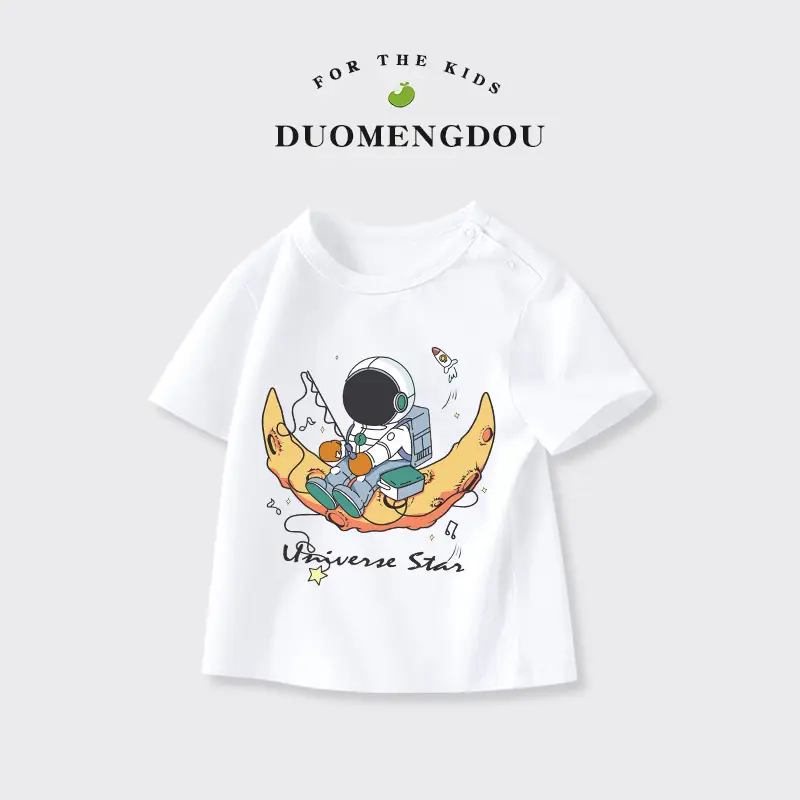 Boys Pure Cotton Astronaut T-Shirt Light Blue