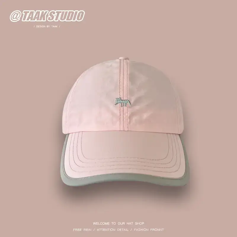 Women's Half Hollow Duck Cap with Embroidery Pink