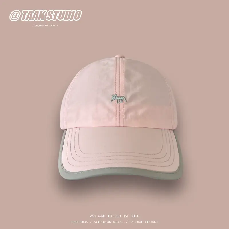 Women's Half Hollow Duck Cap with Embroidery Pink — feature 4