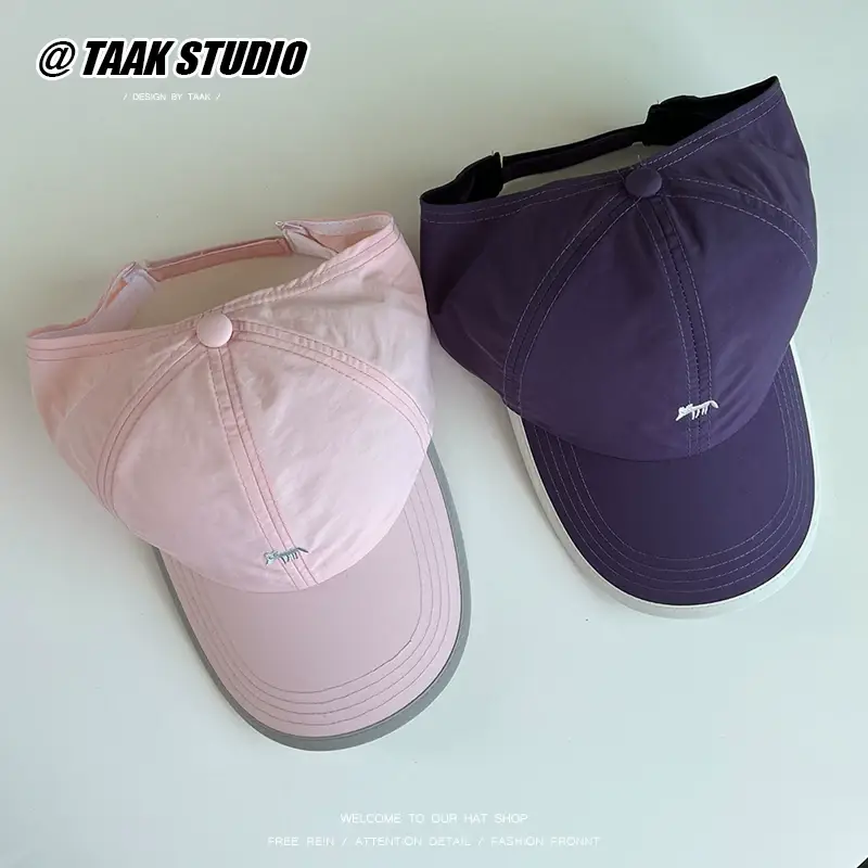 Women's Half Hollow Duck Cap with Embroidery Pink — feature 9