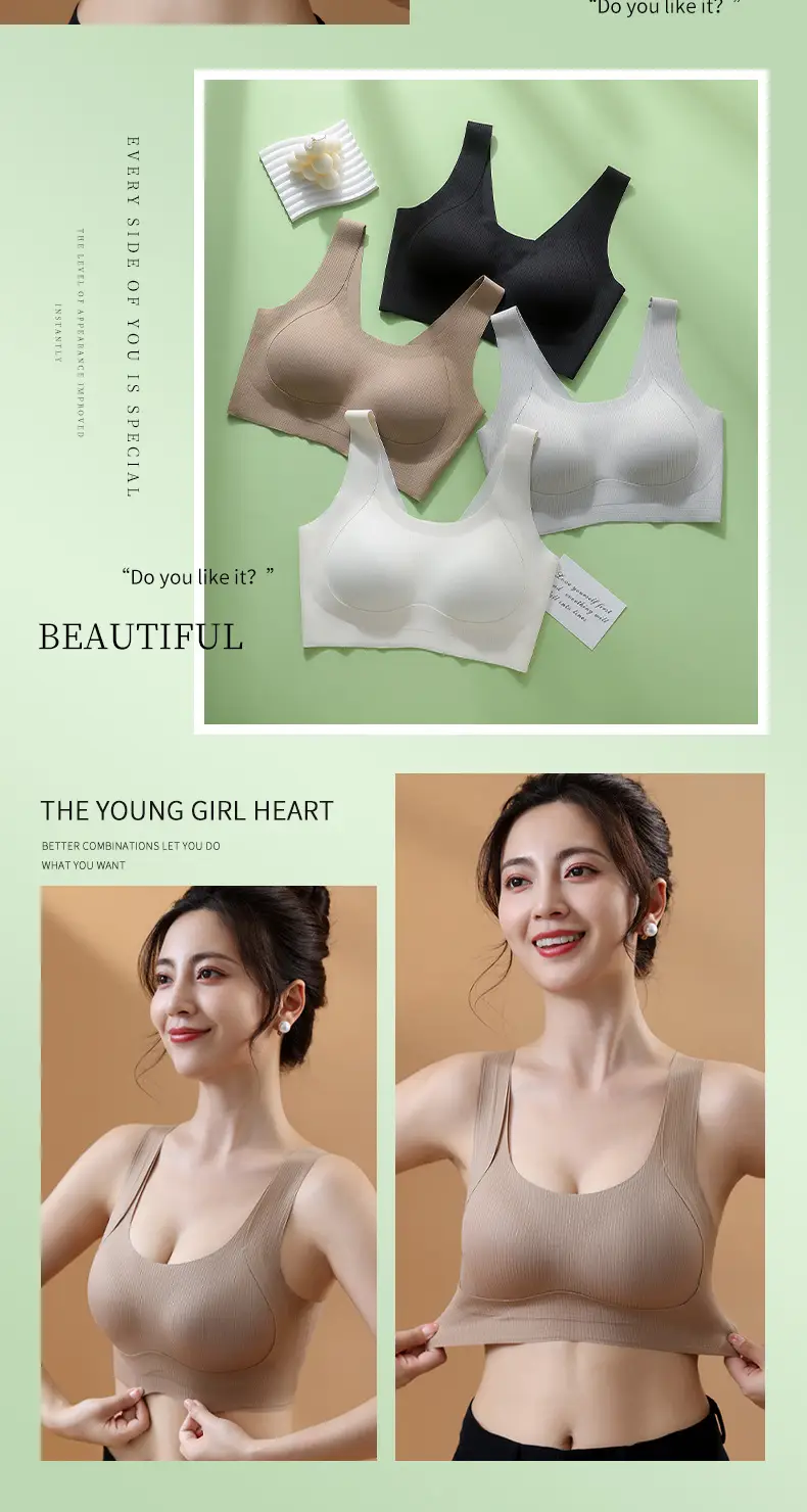Women's Pull-up Fixed Cup Traceless One-piece Beautiful Back Underwear Gather-up Collapsed Paramilis Anti-sagging Thin Sports Bra — feature 21