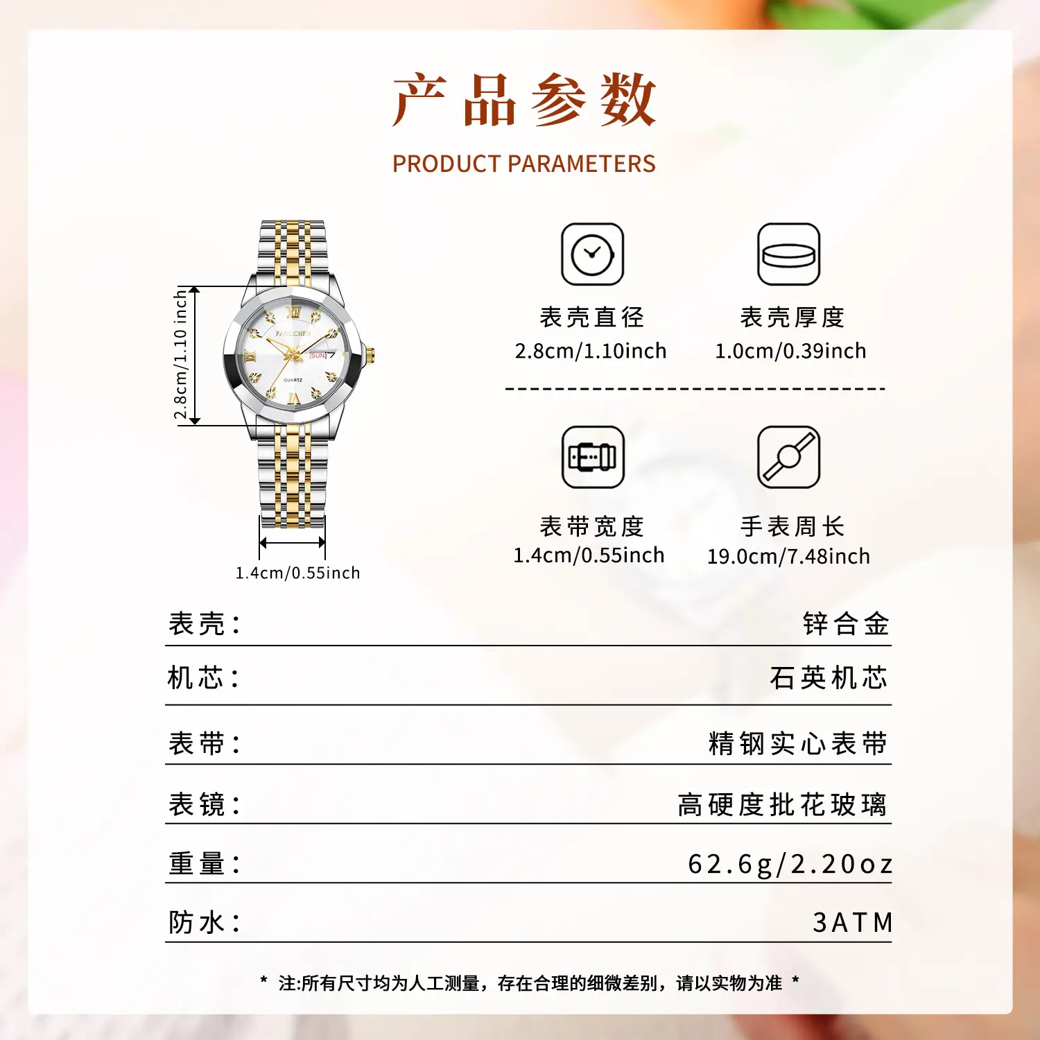 Women's Silver Gold Quartz Watch with Crystal Dial - Image 8
