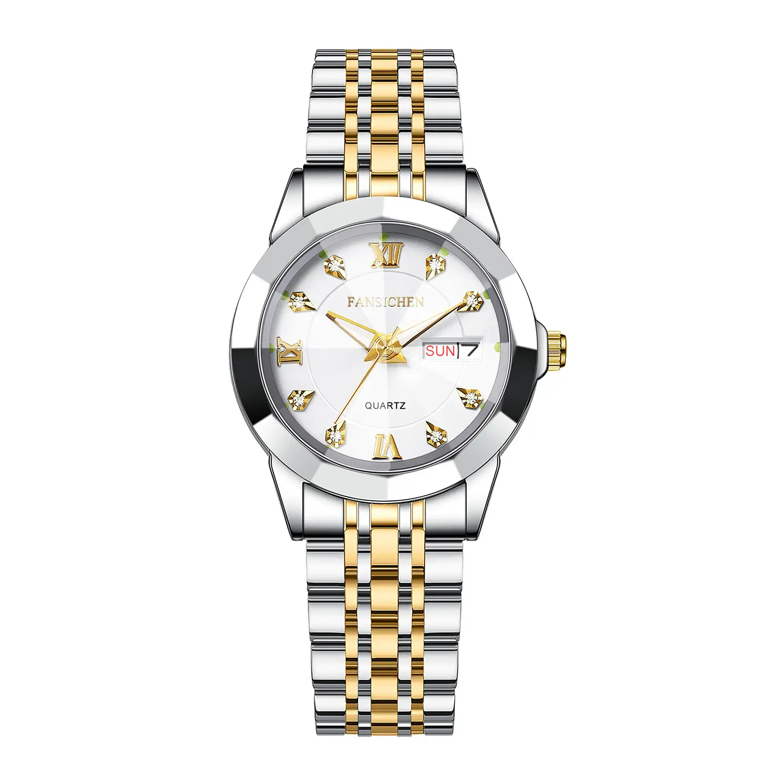 Women's Silver Gold Quartz Watch with Crystal Dial - Image 9