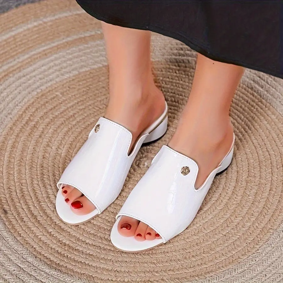 Foreign Trade Cross-border plus size 45 Summer New Black Slide Slippers Thick Heel Non-slip Casual All-match Sandals Women's Slippers — feature 9
