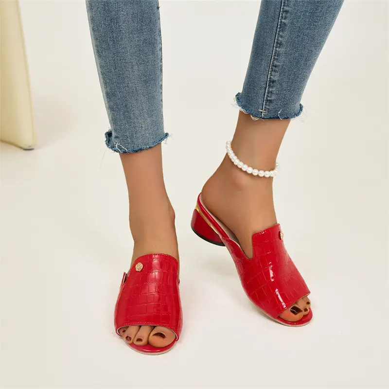 Foreign Trade Cross-border plus size 45 Summer New Black Slide Slippers Thick Heel Non-slip Casual All-match Sandals Women's Slippers - Image 24
