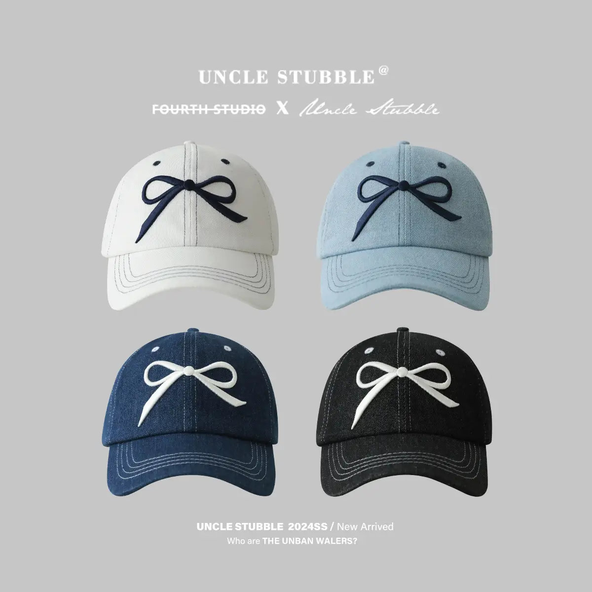 Women's Bow Baseball Cap Wide Brim Denim - Image 5