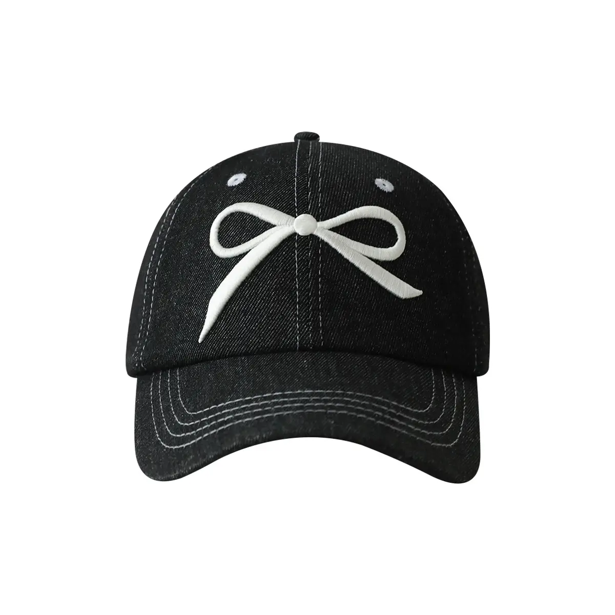 Women's Bow Baseball Cap Wide Brim Denim - Image 9