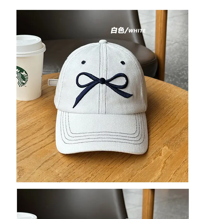 Women's Bow Baseball Cap Wide Brim Denim — feature 5