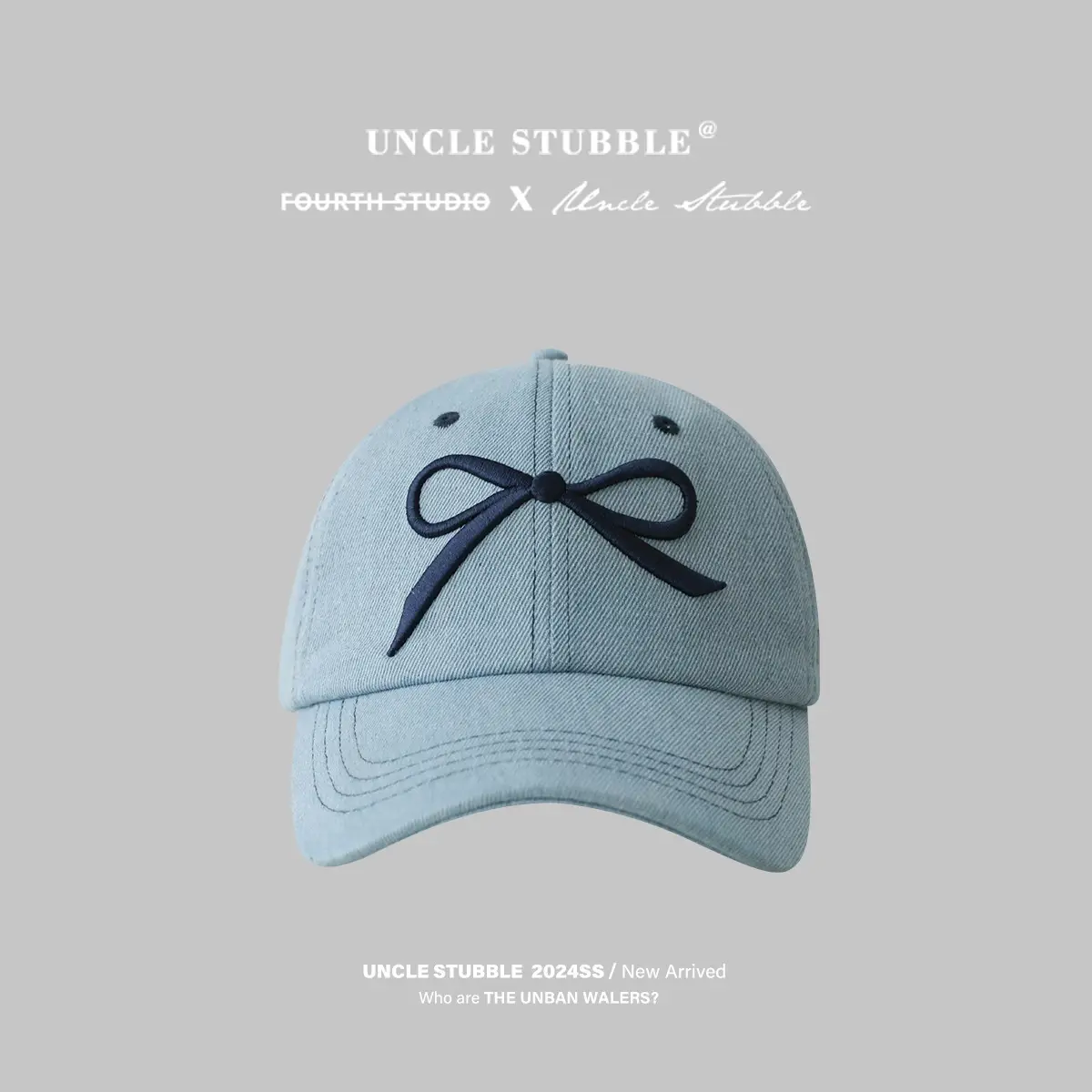 Women's Bow Baseball Cap Wide Brim Denim - Image 2