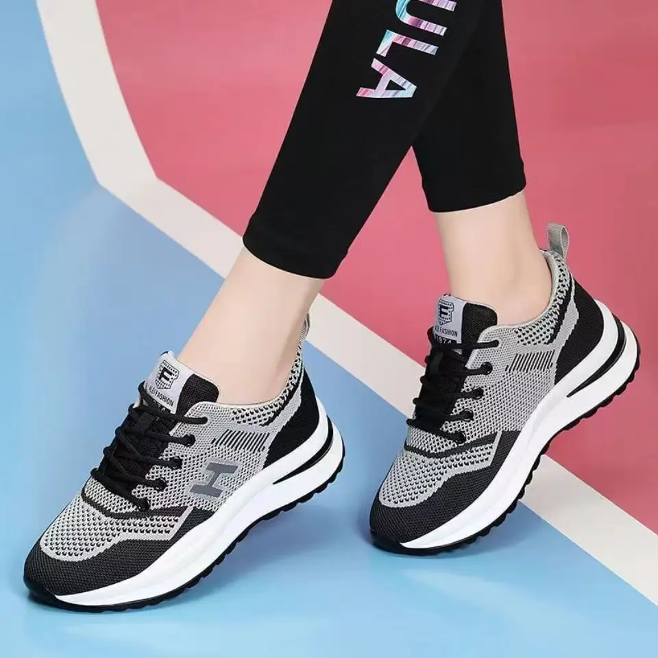 Spring and Summer Casual Women's Fly-Knit Sports Shoes, Mesh Breathable Soft-Soled Running Shoes, Foreign Trade Wholesale, Fashionable and Lightweight Sports Shoes for Women — feature 6