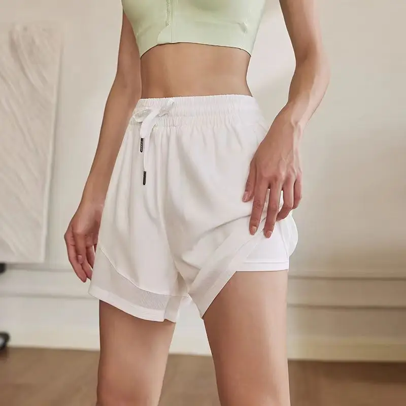 Women's White Mesh Anti-Running Shorts Quick-Drying Yoga - Image 7