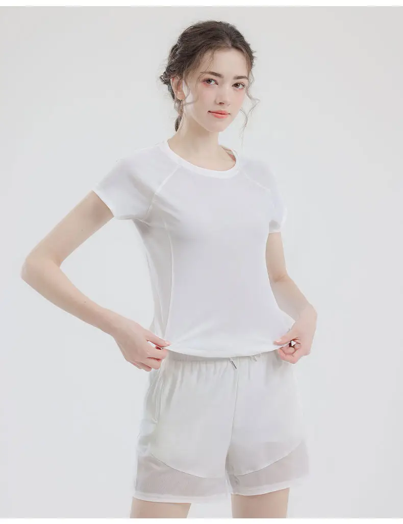 Women's White Mesh Anti-Running Shorts Quick-Drying Yoga — feature 16