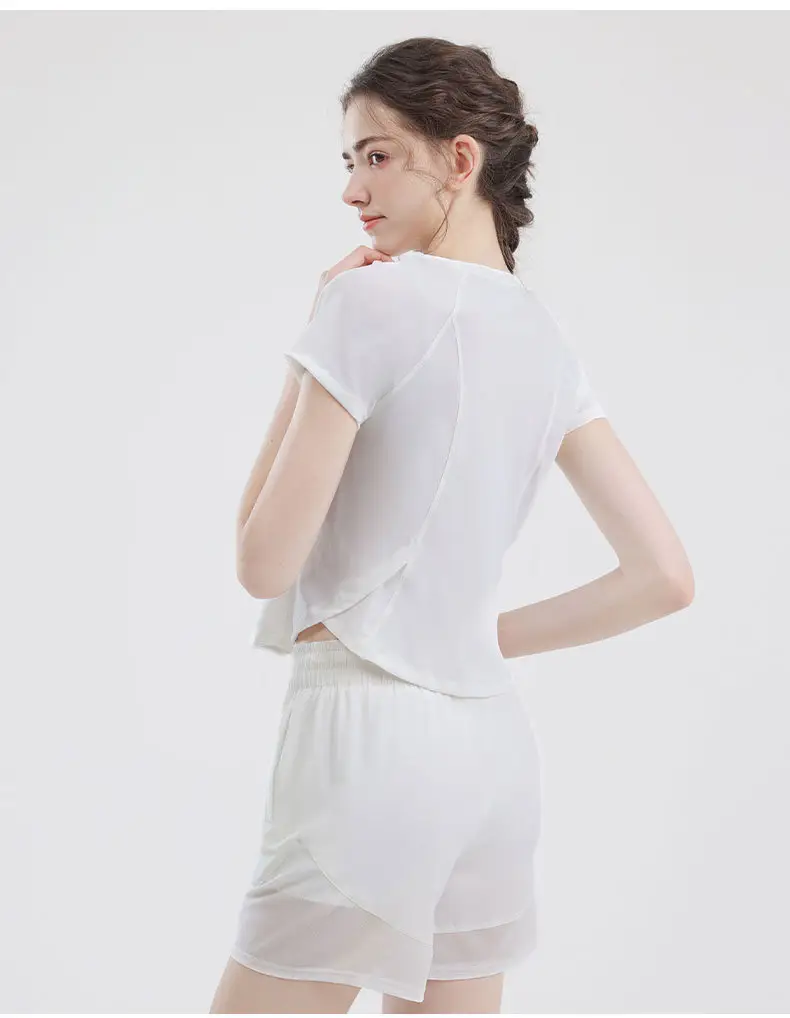 Women's White Mesh Anti-Running Shorts Quick-Drying Yoga — feature 17