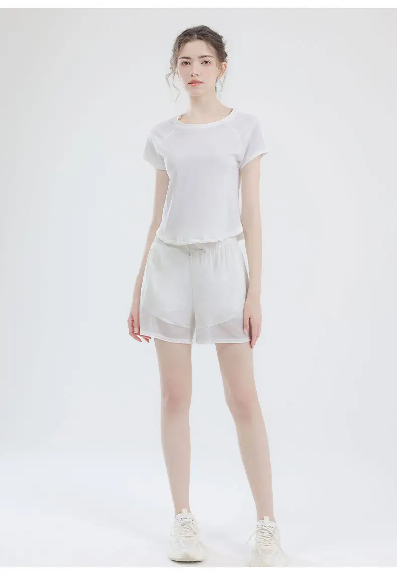 Women's White Mesh Anti-Running Shorts Quick-Drying Yoga — feature 18
