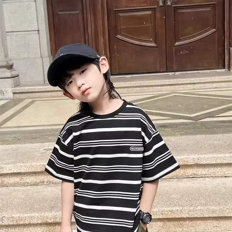 2024 Boys Striped Short Sleeve T-Shirt - Image 5