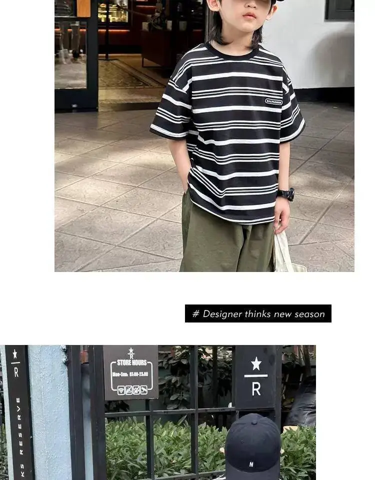 2024 Boys Striped Short Sleeve T-Shirt — feature 14