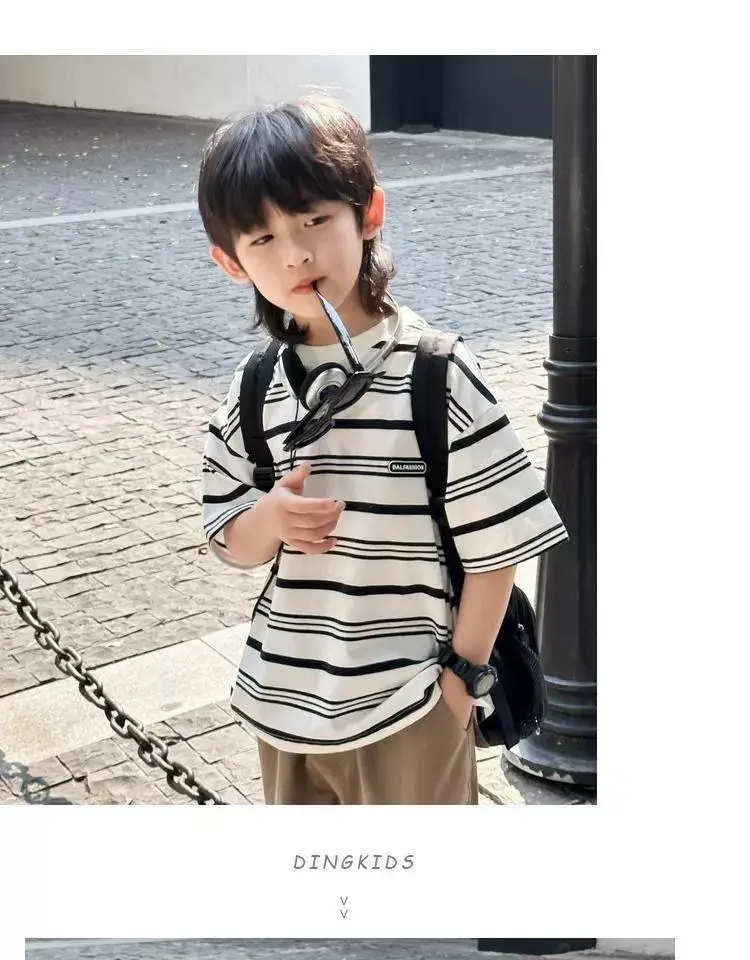 2024 Boys Striped Short Sleeve T-Shirt — feature 2