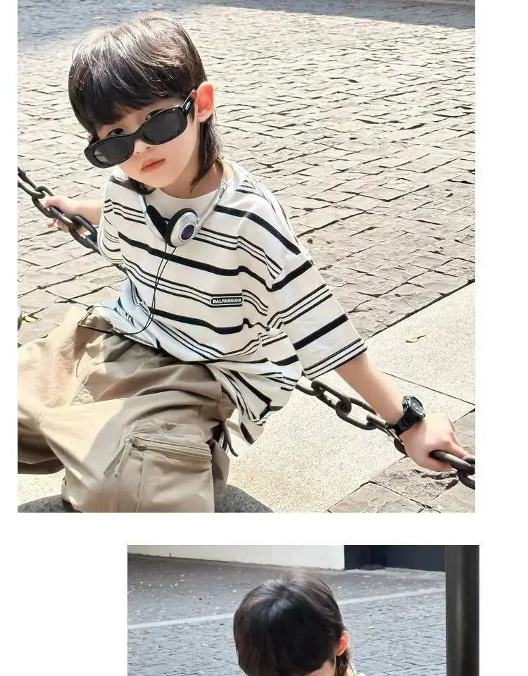 2024 Boys Striped Short Sleeve T-Shirt — feature 3