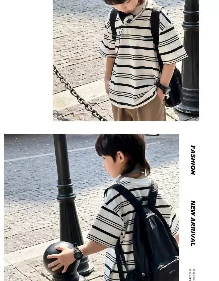 2024 Boys Striped Short Sleeve T-Shirt — feature 5