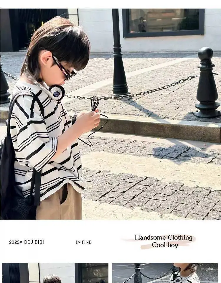 2024 Boys Striped Short Sleeve T-Shirt — feature 7