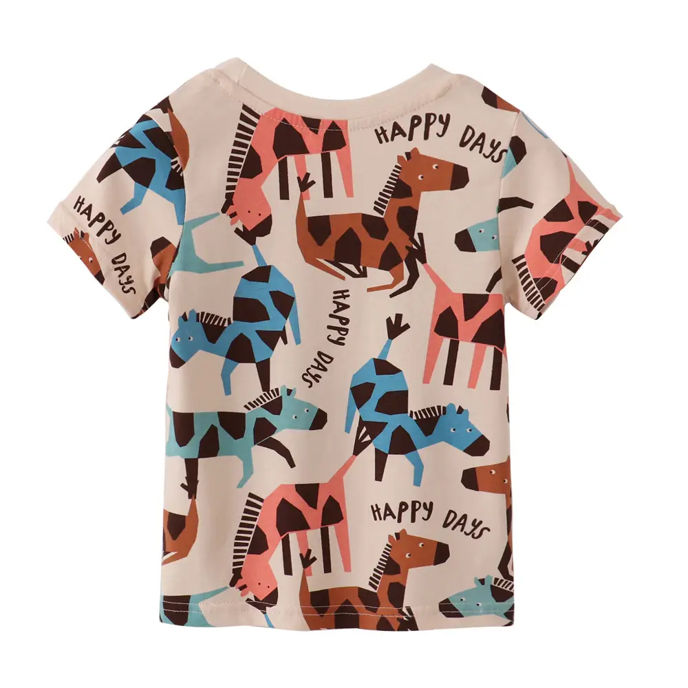 Kids Printed T-Shirt Summer Casual White Short Sleeve