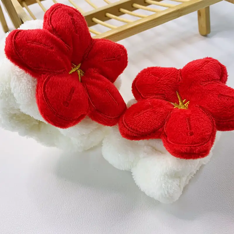 Red Plush Flower Headband for Women - Image 14